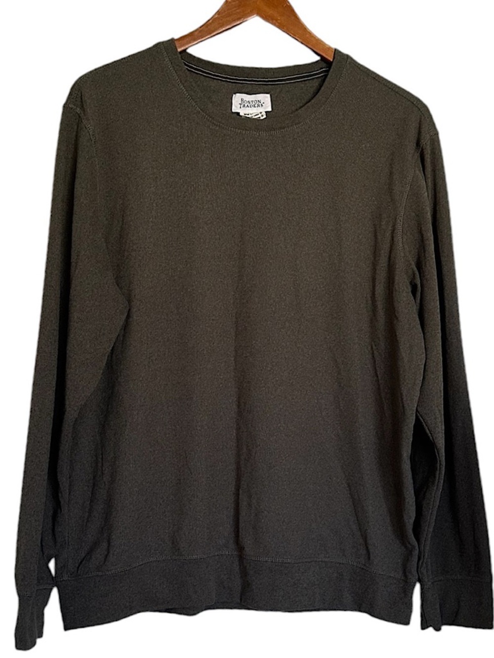 Boston Traders Men's Large Army Green Crew Neck Soft Pullover Sweater Sweatshirt